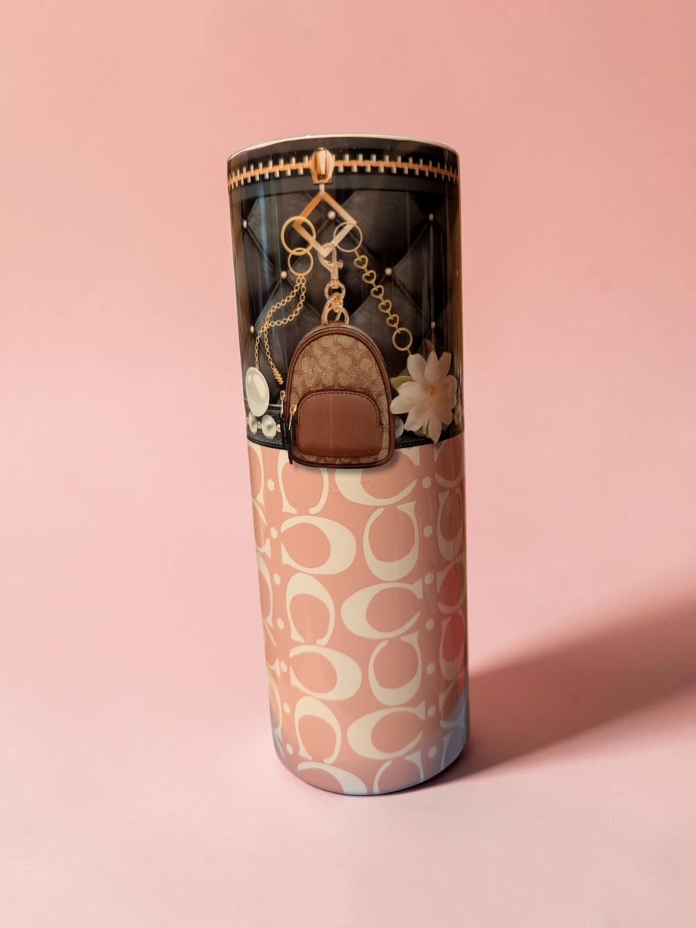 Coach Pink and Brown Signature Tumbler